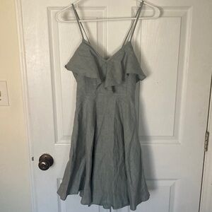Angel Biba Linen Spaghetti Strap Sage Green Dress